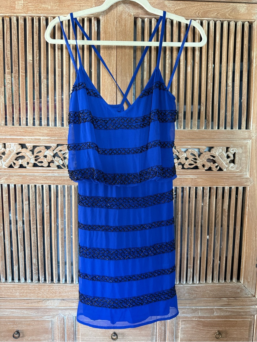 Yumi Kim Blue Beaded Mini Dress